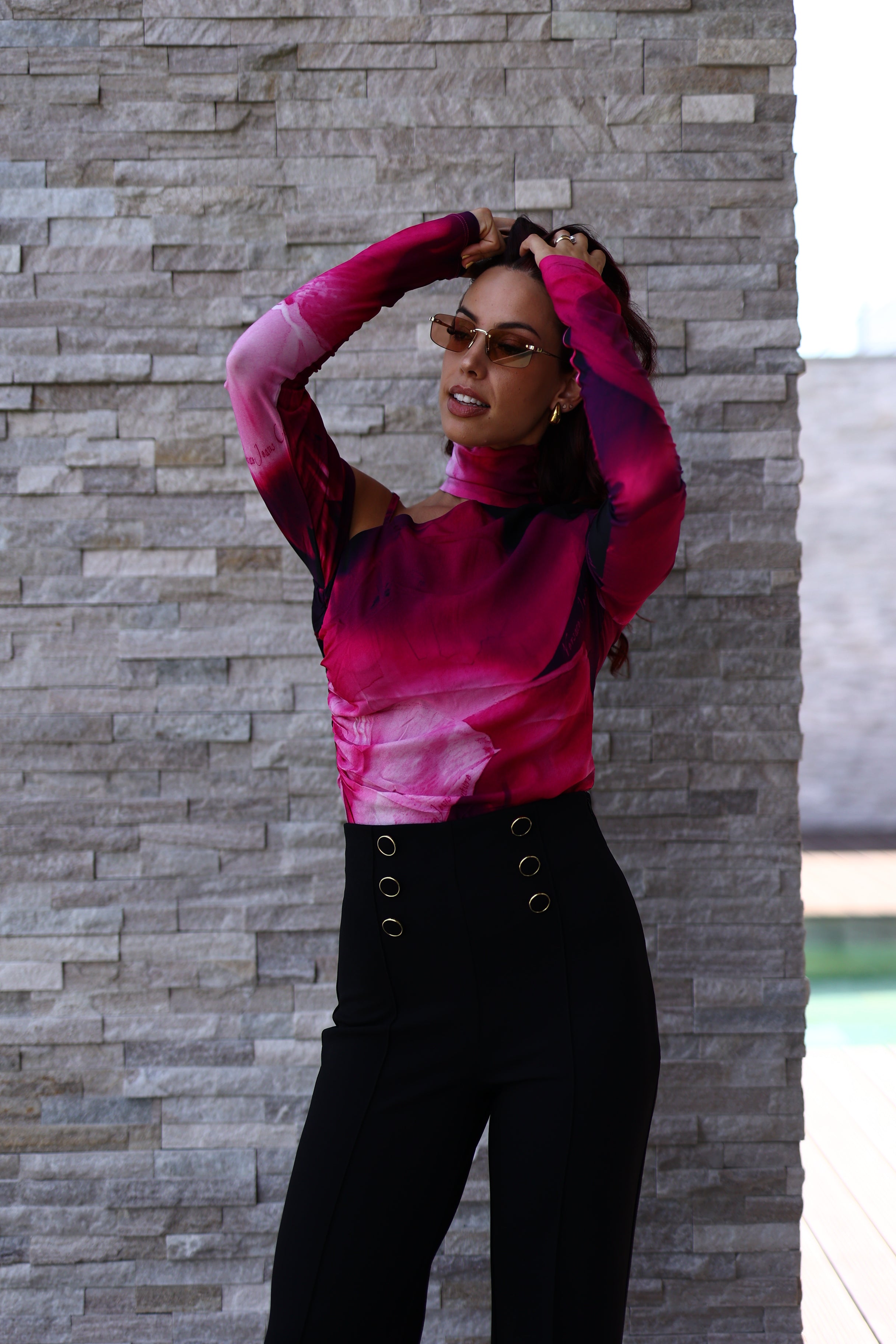 Asymmetrical cut bodysuit