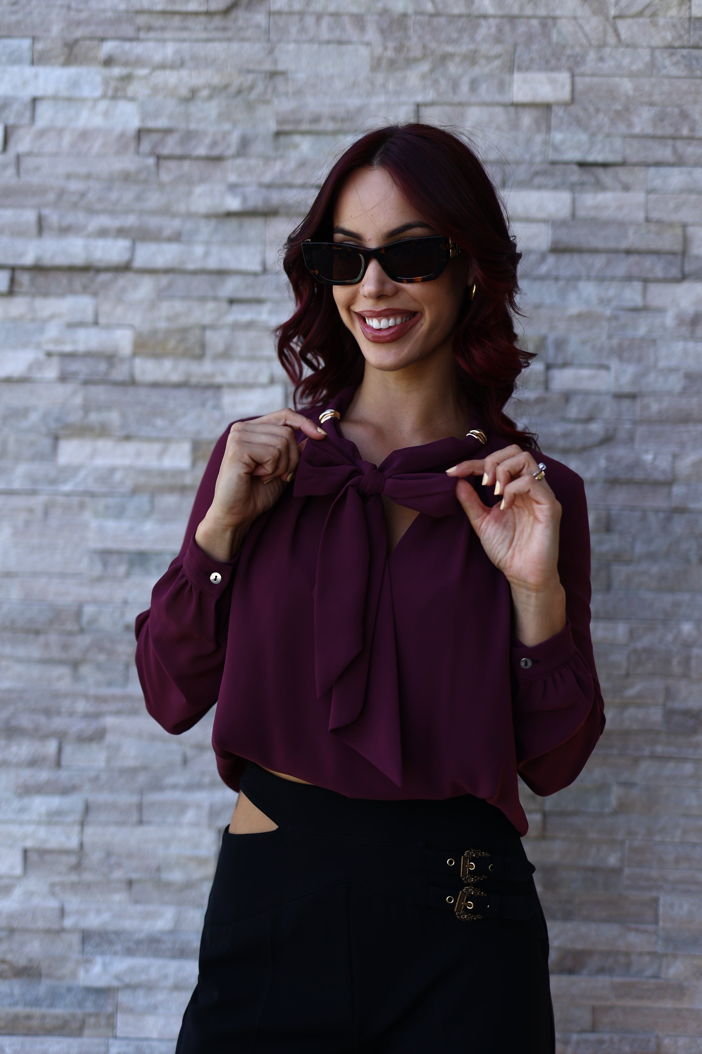 Blusa efeito laço