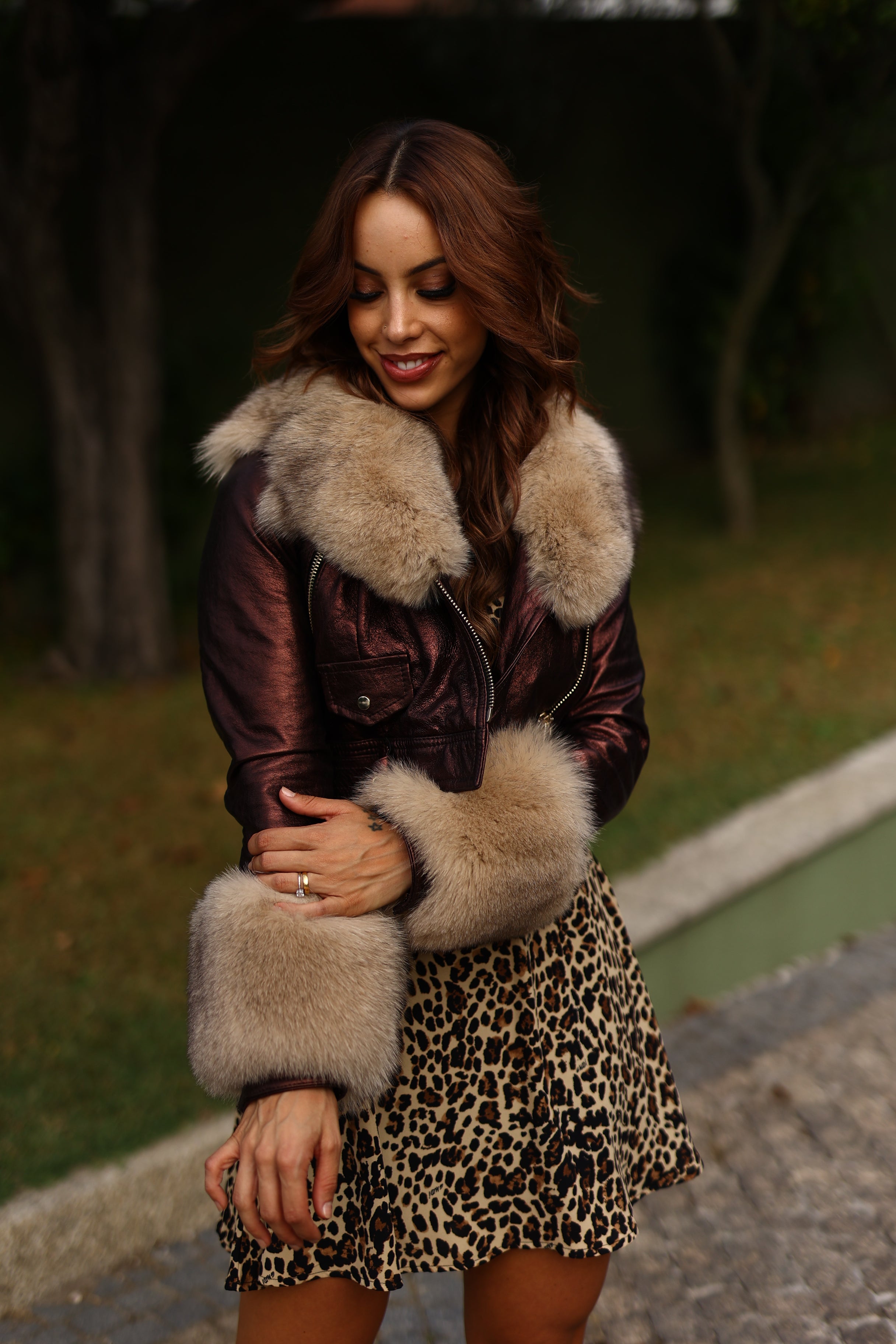 Casaco em pele E PELO NATURAL