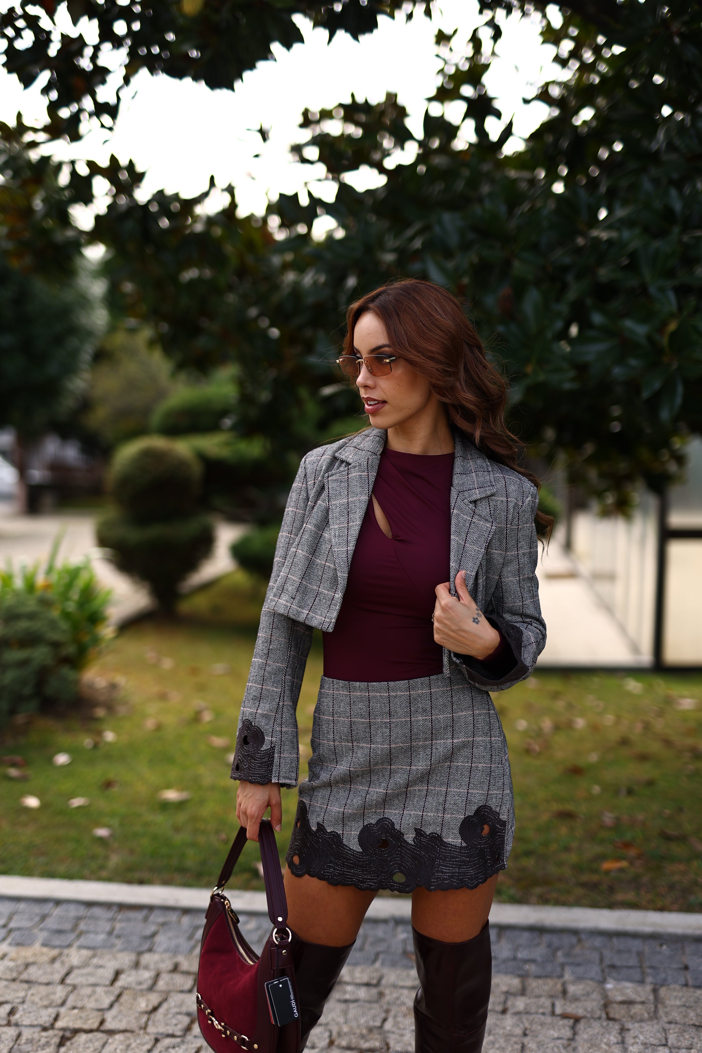 Blazer Xadrez com bordado