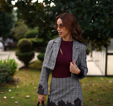 Blazer Xadrez com bordado