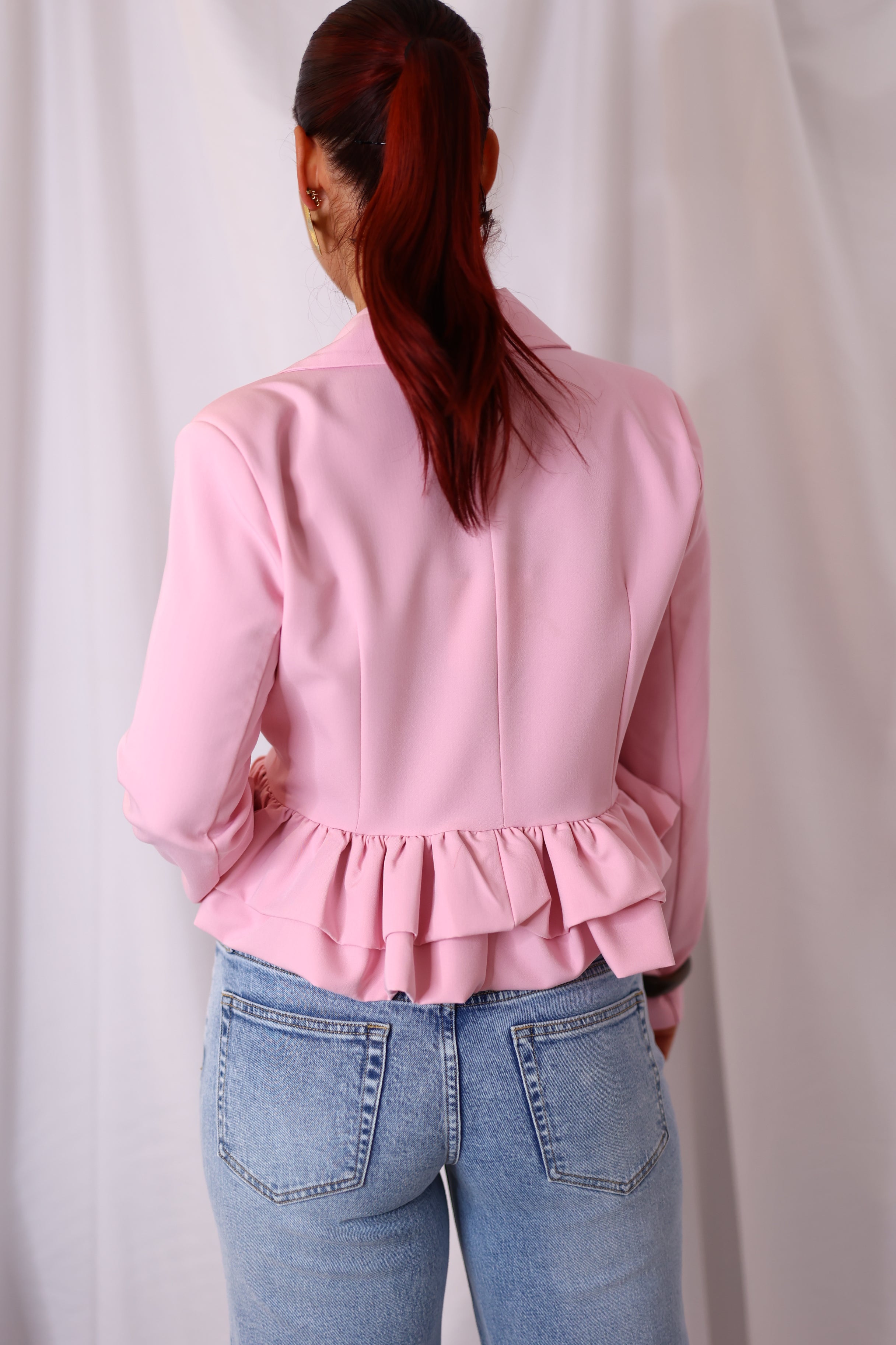 short blazer with ruffle