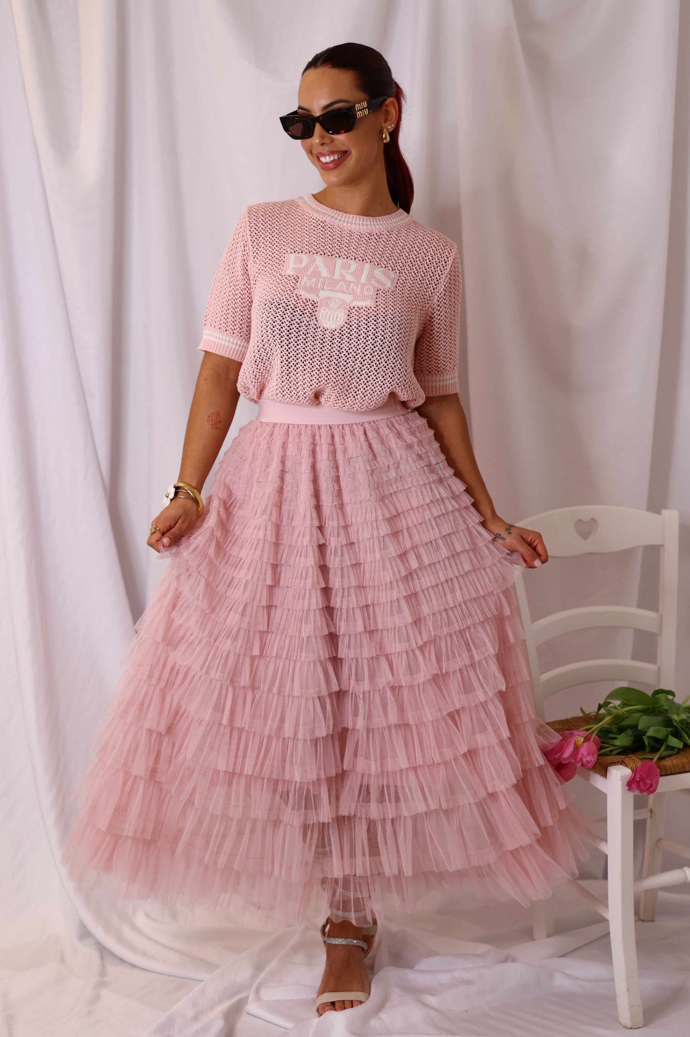 tulle skirt with elastic belt