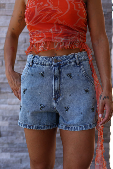 shorts with glitter applications