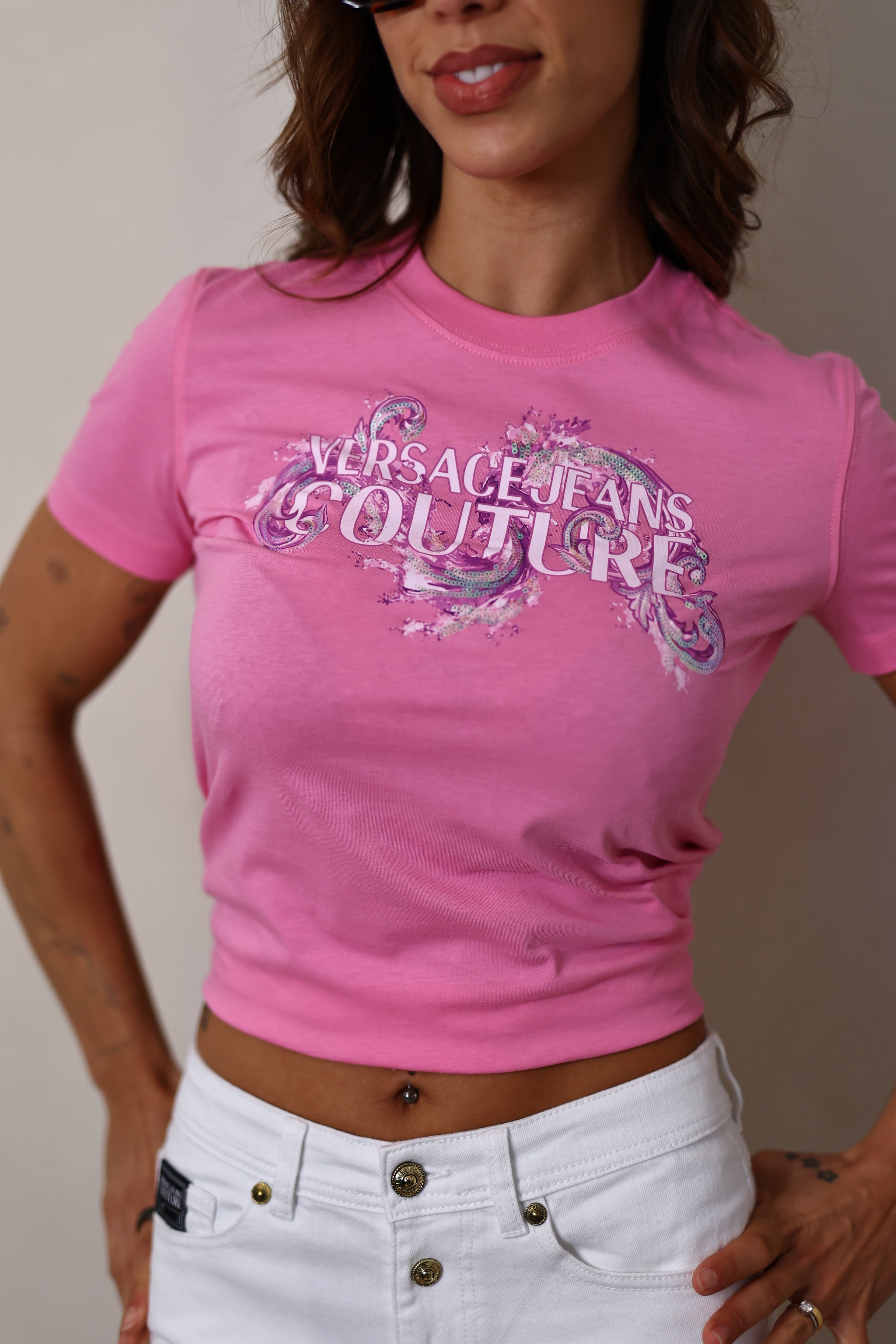 Printed Embellished Cotton Jersey T-Shirt