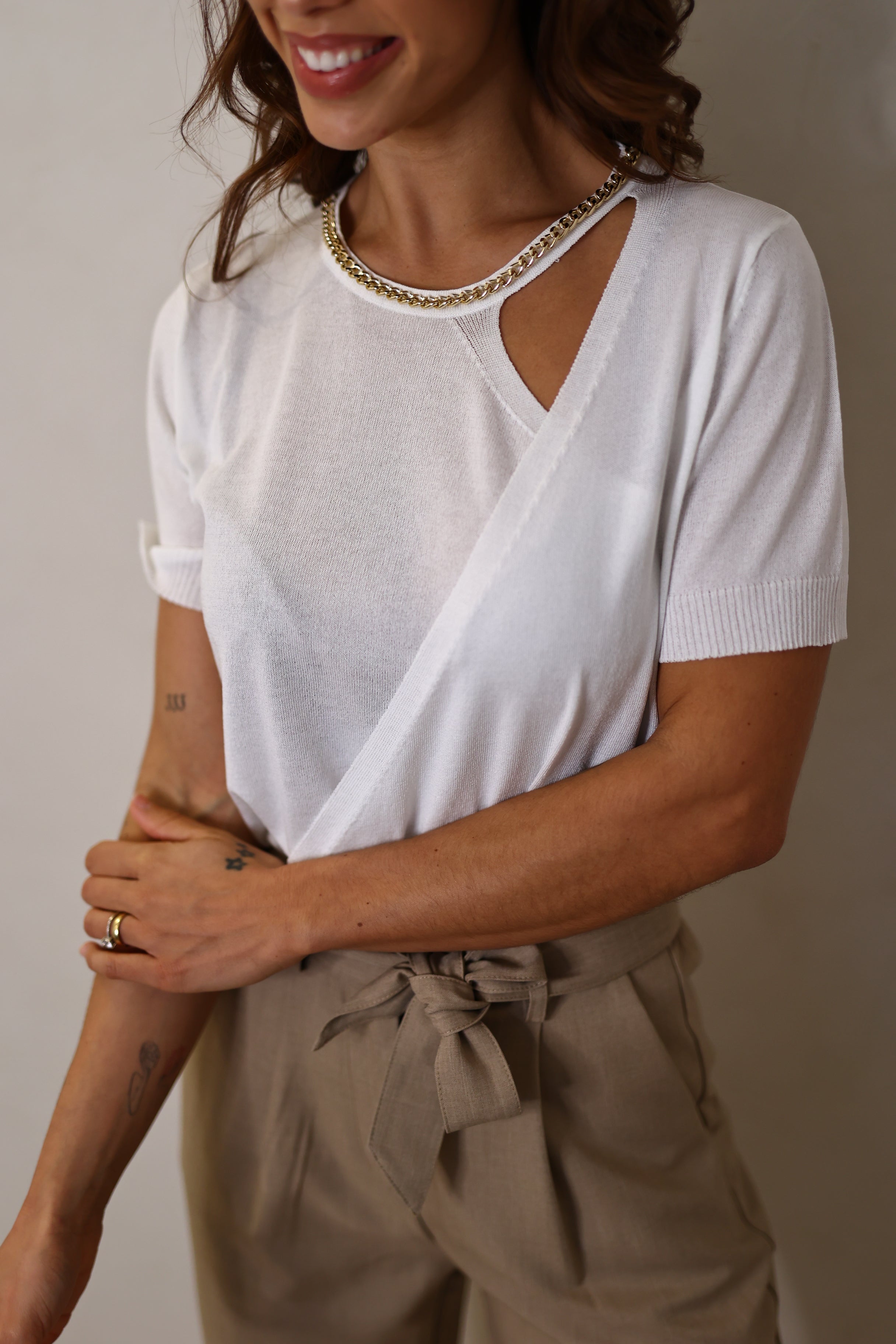 Camisola de malha com corrente