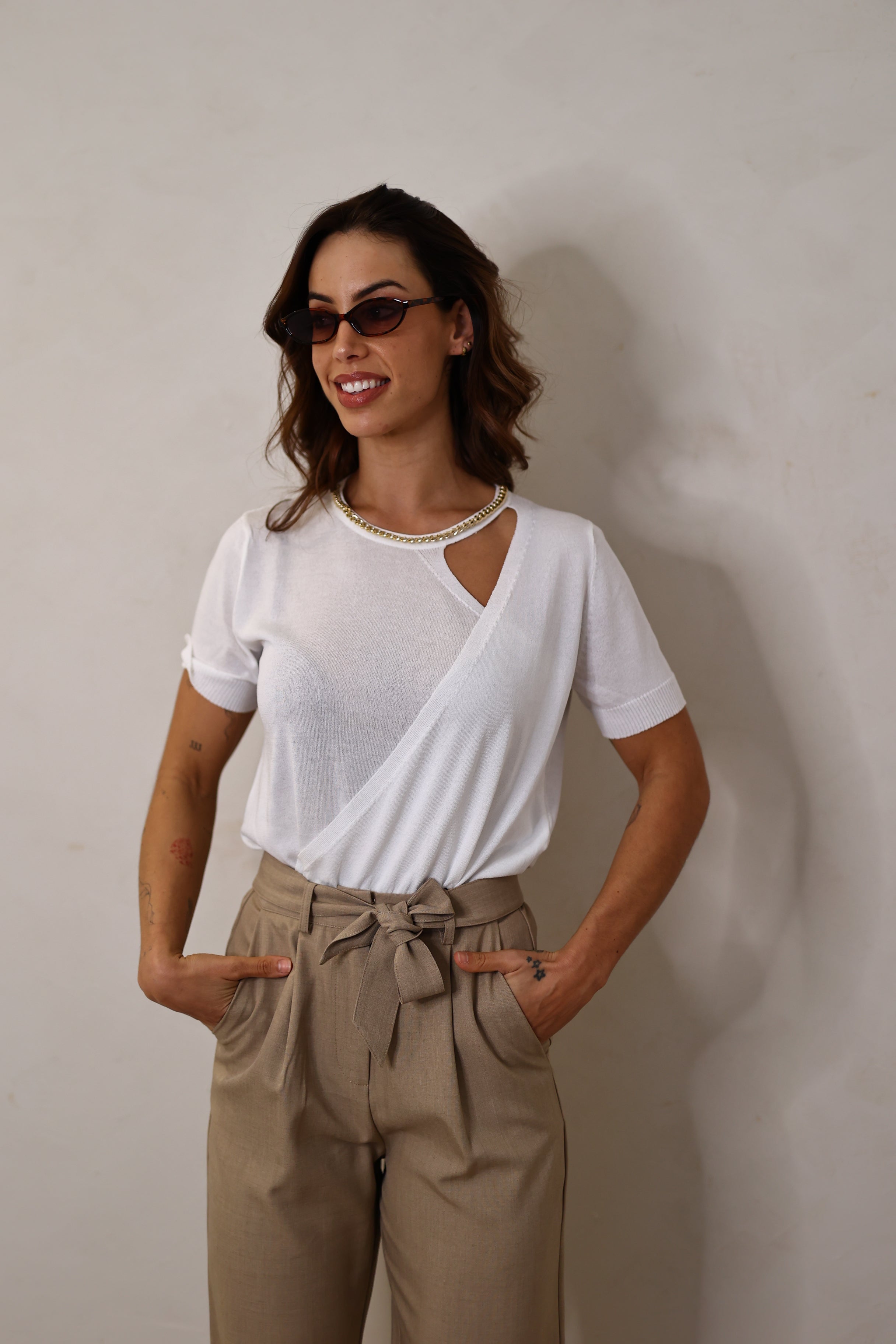 Camisola de malha com corrente