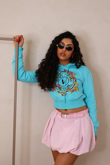 Crystal Outline Barocco Crop Hoodie