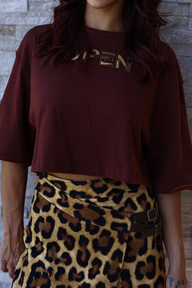 t-shirt com pormenor animal print