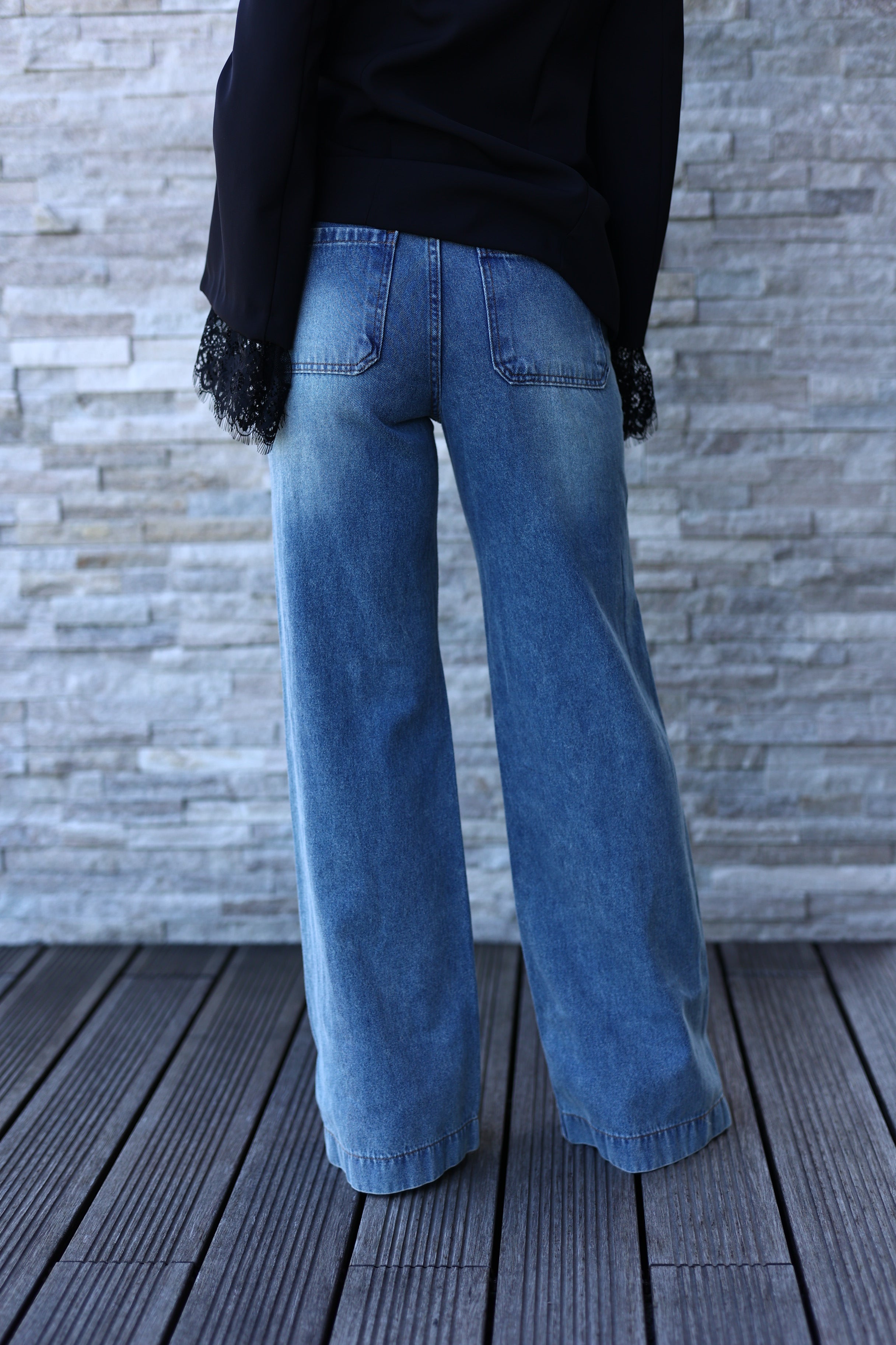 calça wide leg com brilhos