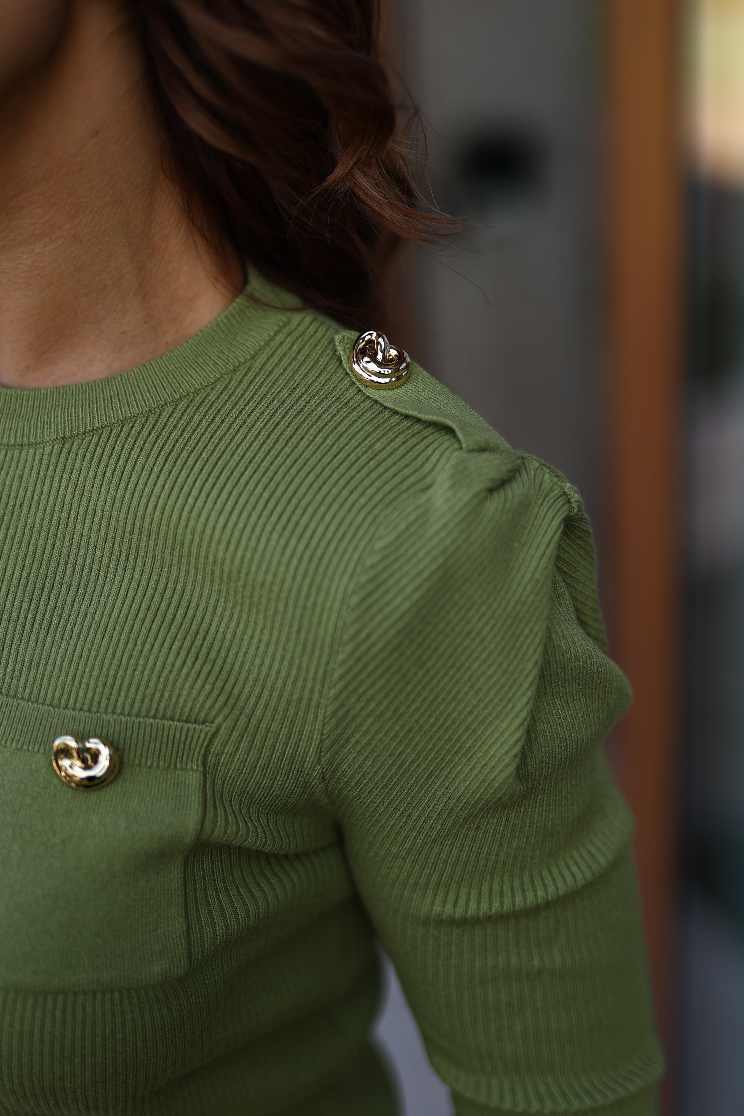 Camisola malha canelada com bolso