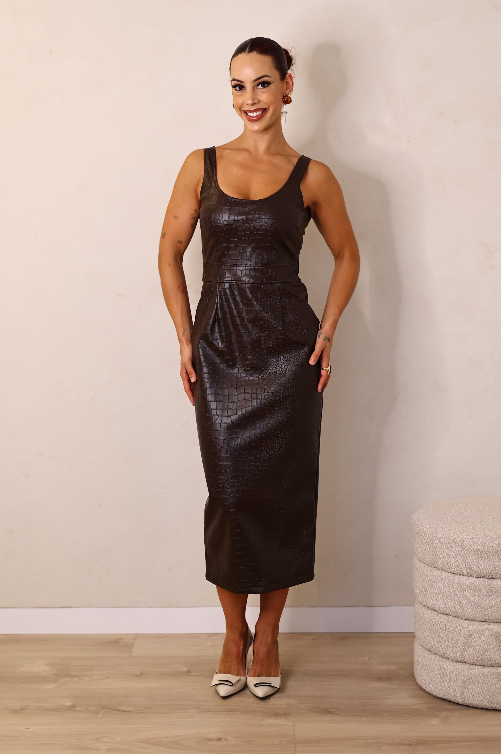 Vestido efeito croco