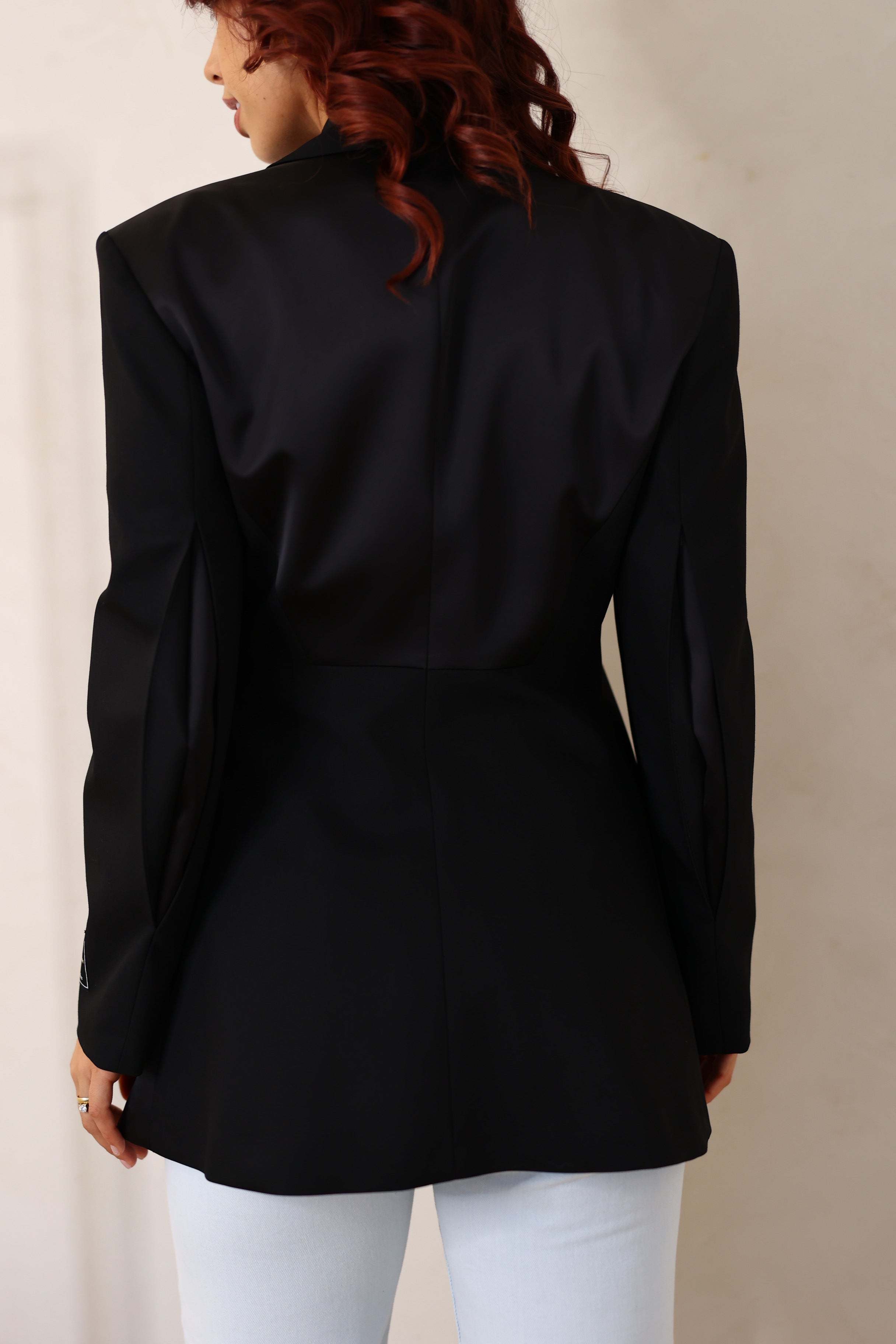 Blazer with contrasting fabrics