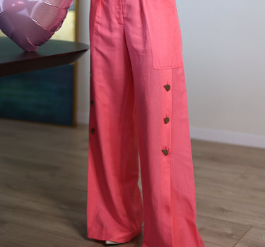 Calça em linho com botões