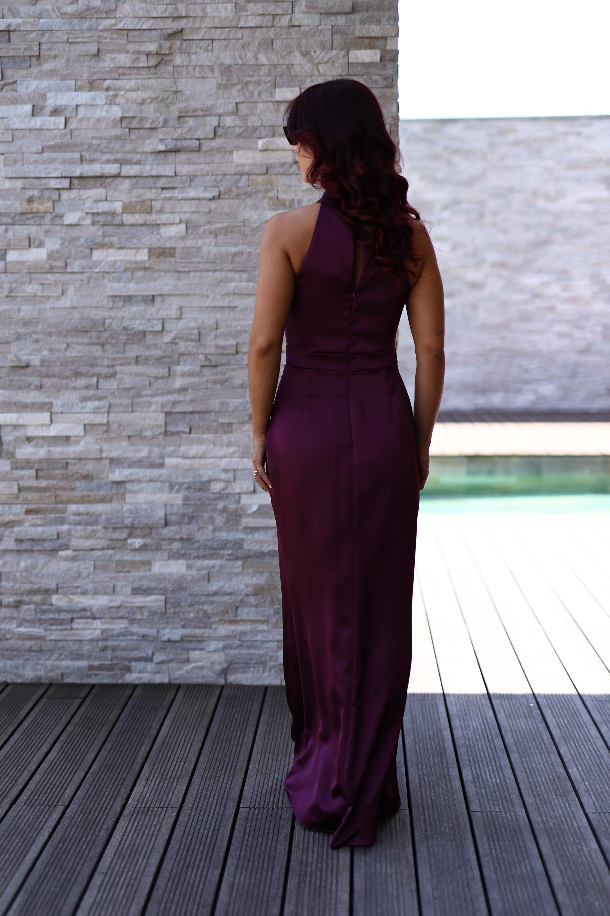 Vestido cetim com franzido