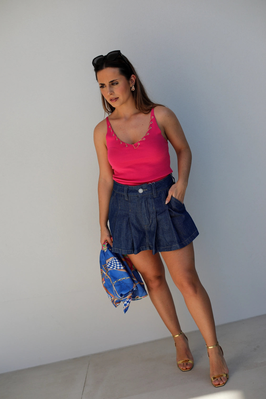 Skirt effect shorts with pleat Morena Rosa