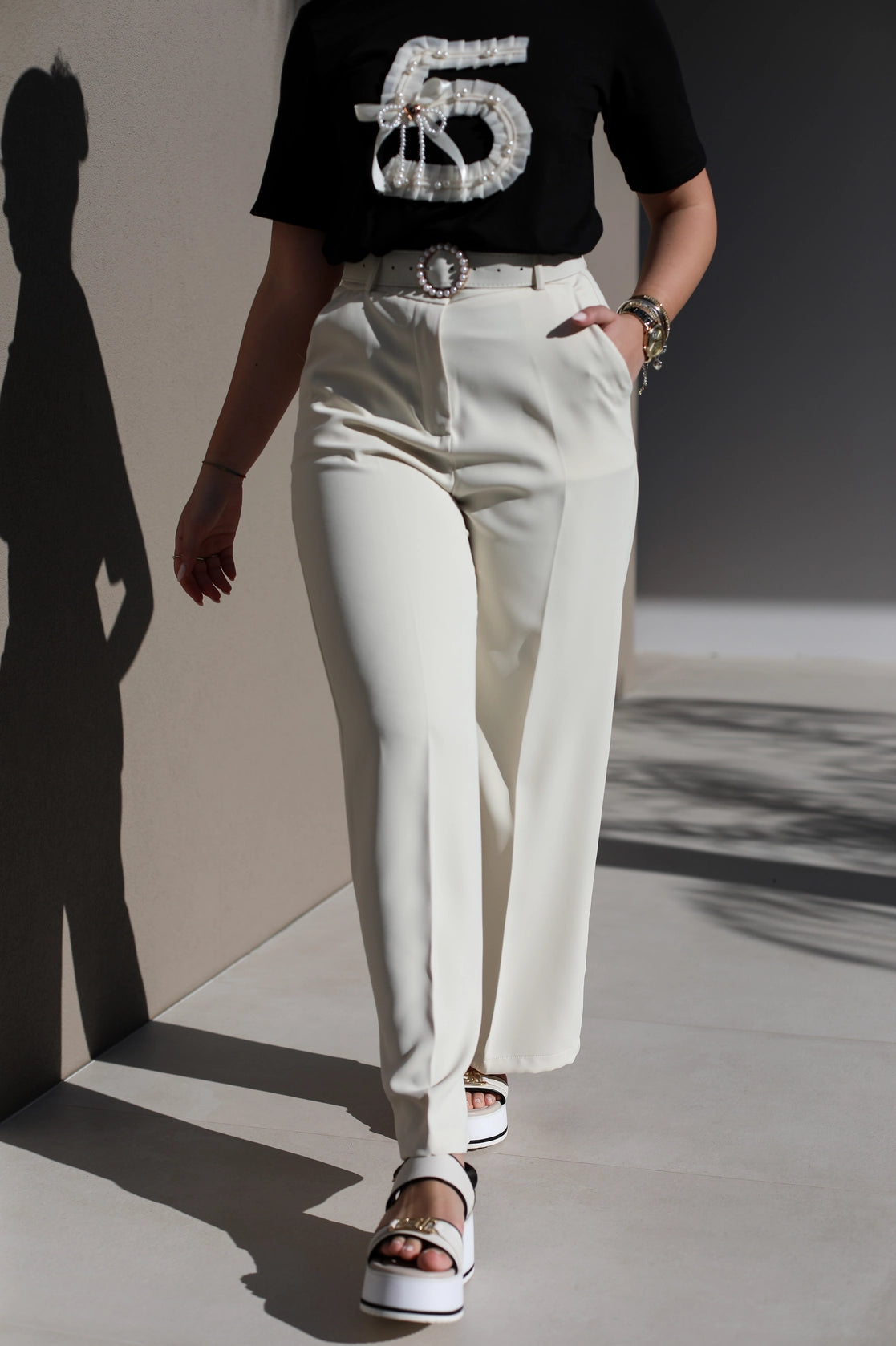 GloryFashion belted pantaloon pants