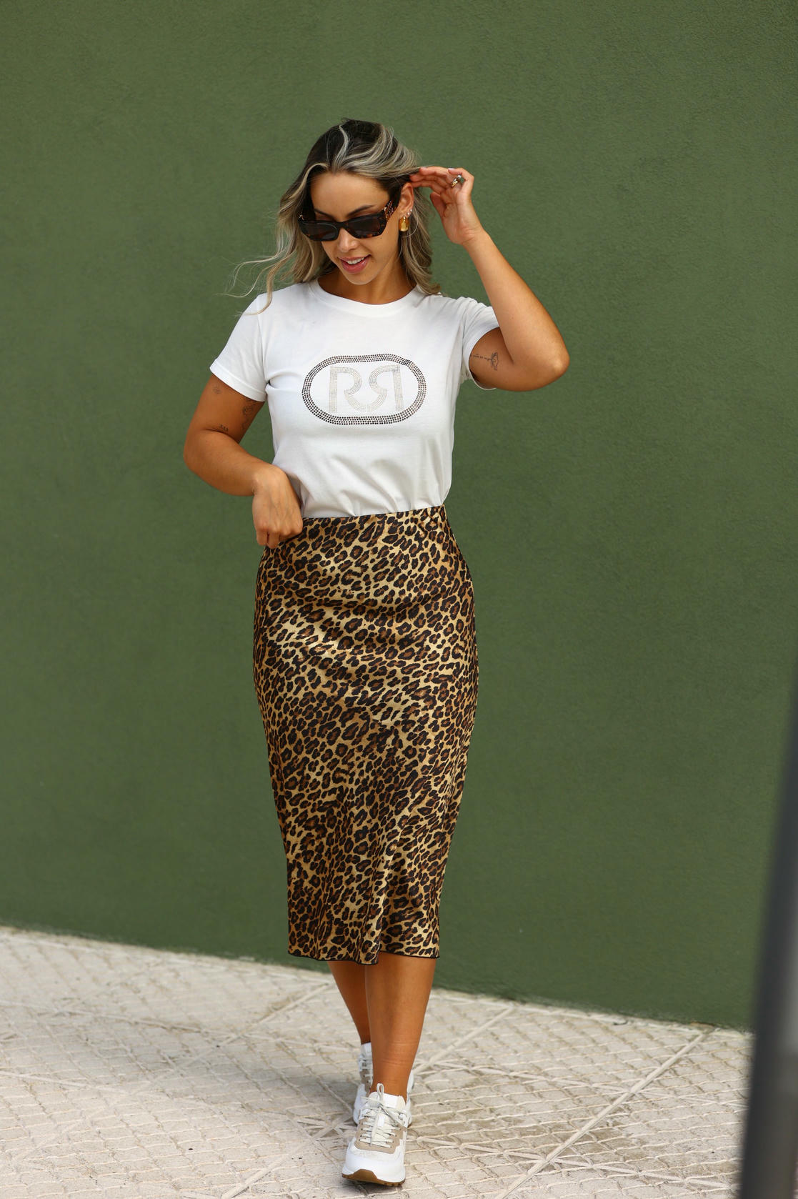 Saia cetim animal print