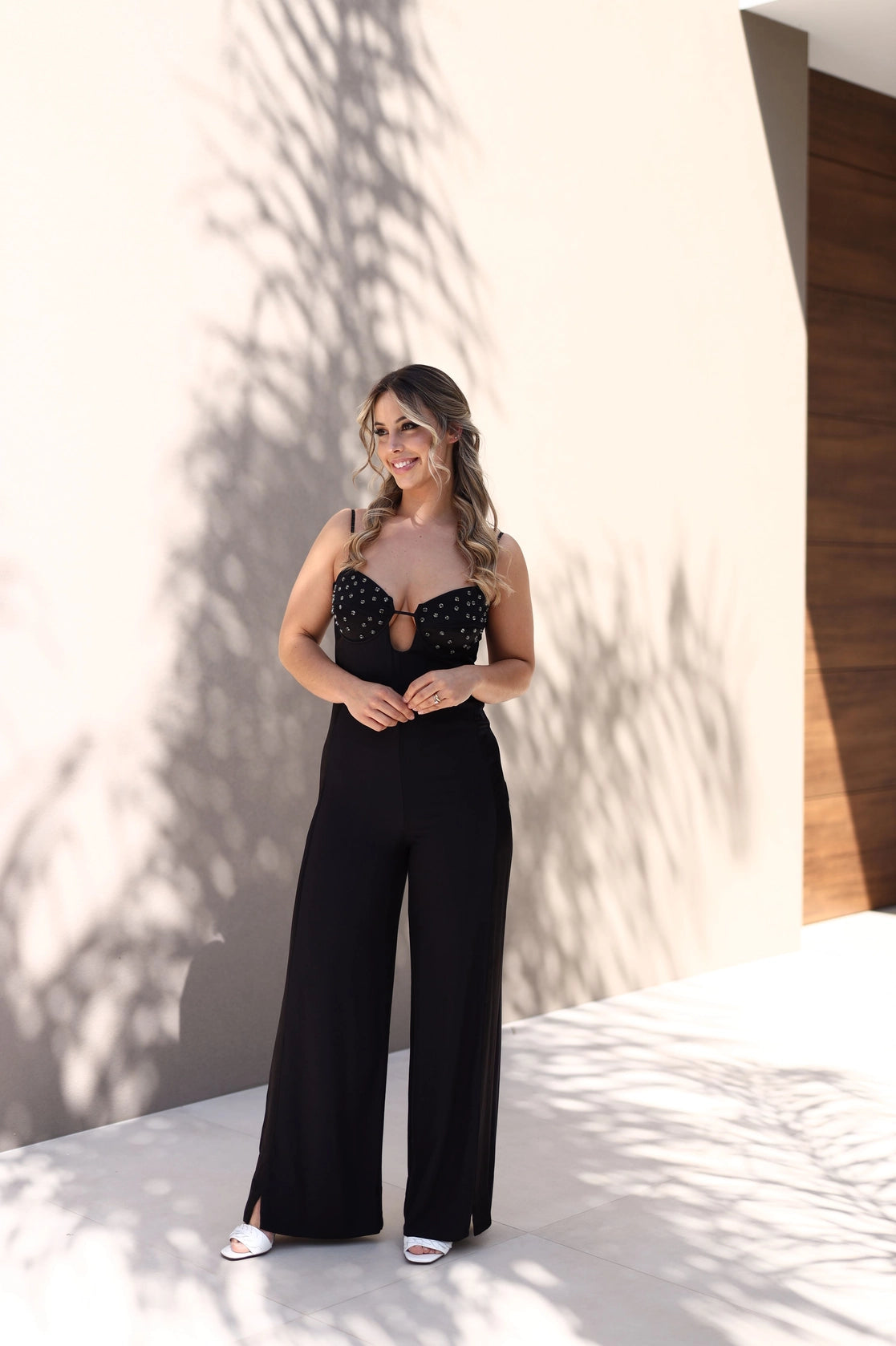 Jumpsuit with glitter on the Open chest